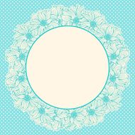 Greeting card with wreath of hand-drawn flowers N6