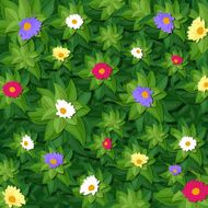 Green leaves and bush texture with flowers