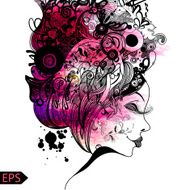 Beautiful fashion women with abstract and floral elements N5