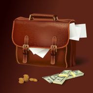 Leather briefcase with documents and money N2