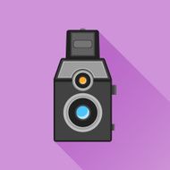 Old photo camera flat icon