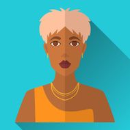 Flat style square shaped female character icon with shadow N17