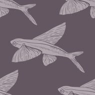 Flying Fish Seamless Vector Pattern N2