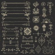 Hand drawn assorted design elements set 2 on dark N2