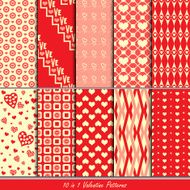 Valentine patterns collection set for making seamless wallpapers