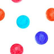 Hand-drawn bright watercolor circles seamless pattern