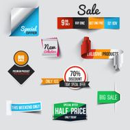 Collection of Sale Discount Styled origami Banners Vector