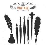 Vintage retro old nib pen brush ink collection