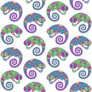 Seamless pattern with decorative ethnic style chameleon N2
