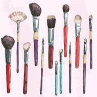 Make up brushes collection Fashion illustration Vector sketch N2