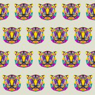 Abstract bright blended colored polygonal triangle geometric tiger seamless pattern