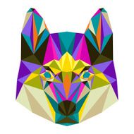 Abstract bright blended polygonal triangle geometric husky isolated on white