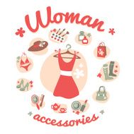 Woman accessories icons set vector N2