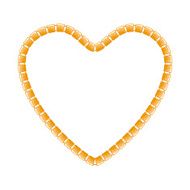 Golden chain with square segments shaped in heart form