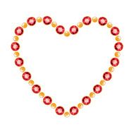 Heart of golden chain with red round gemstones and beads