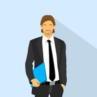 Businessman Wear Elegant Fashion Suit Hold Blue Folder Business Man