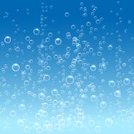 Bubbles in water on blue background horizontal seamless pattern