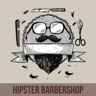Vector hipster barbershop logo template