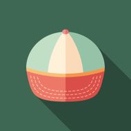 Colorful beach cap flat square icon with long shadows