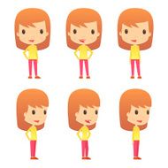 Set Of Funny Cartoon Girl N2