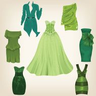 Set of green dresses