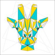 Abstract blue yellow and grey blended polygonal triangle geometric giraffe
