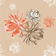 Seamless pattern floral background retro colors N2