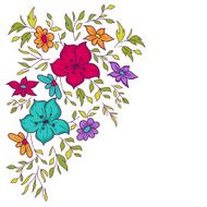Vector hand-drawn pattern with flowers and leaves Colorful floral background N2