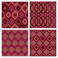 Set of seamless abstract marsala patterns Vector geometric background
