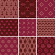 Set of simple seamless abstract marsala patterns Vector background