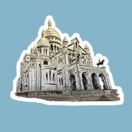 Sacre Coeur Cathedral on Montmartre Paris France Vector illustration
