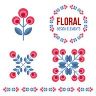 Set of design elements - retro flowers N2