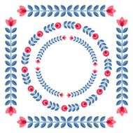 Set of design elements - round floral frames N7