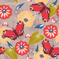 Seamless background with butterflies and flowers N2