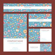 Vector Business Set Template with Hand Drawn Sweets N2