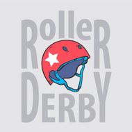 Roller derby helmet typography t-shirt graphics vectors N3