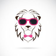 Vector images of lion wearing sunglasses on white background