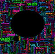 Thought Bubble Silhouette On Technology Word Pattern