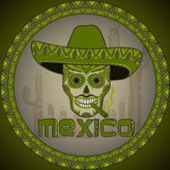 Traditional mexican scull with sombrero N3