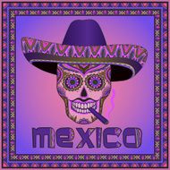 Traditional mexican scull with sombrero N4