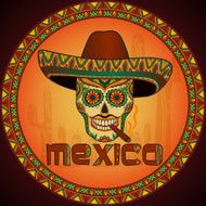 Traditional mexican skull with sombrero N3