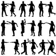 Black silhouettes of beautiful mans and womans N21