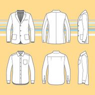 Simple outline drawing of a long sleeves shirt and blazer
