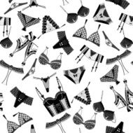 Woman lingerie bra pants Black and white Seamless background pattern