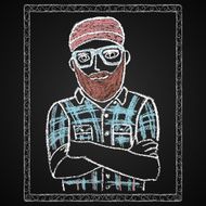 Hand drawn hipster portrait