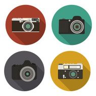 Camera icons set in flat style