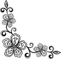 corner ornamental lace flowers black and white