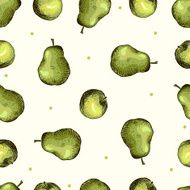 seamless pattern of fruit - apple and pear N2