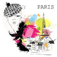 Fashion girl in sketch-style N195