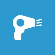 hairdryer icon white on the blue background